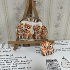 作品がま口ポーチ　柴犬ちゃん(花かんむり)