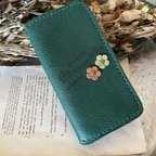 作品【g様オーダー品】レザーiPhone 14専用ケース＊ViridianGreen