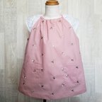 作品【数量限定価格】80～130size さくらんぼ刺繍 ピンク 半袖スモック ショート袖