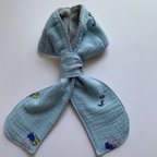 作品保冷剤ポケット付き　ネッククーラー　子供用　男の子　ネクタイ風　ダブルガーゼ　ペッパピッグ　ブルー