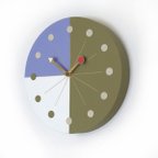 作品MUU CLOCK  TRICOLO 特別色Ⅱ(Olivegreen-Violet) おしゃれなデザインの時計　インテリア　手作りの壁掛け時計