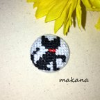 作品黒ネコのマグネット（刺繍）