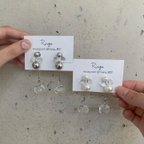 作品【シャボンo○】ハンドメイド ピアス イヤリング シルバー クリア