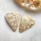 作品インド刺繍リボンのさんかくパッチンピン　ヘアピン　キッズ　ベビー　ママ　お呼ばれ　結婚式　プレゼント　