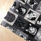 作品【シーチング55×50】 cat square・モノクロ