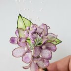 作品紫　紫陽花　ブローチ　アメリカンフラワー