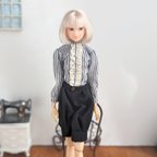 作品再1110※単品※ストライプの長袖ブラウス※momokoDOLLアウトフィット※1/6ドール服