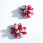 作品glass beads pierce/earring* mix  led turquoise