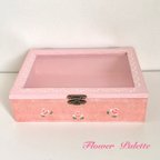 作品木製　ミニバラのコレクションケース　ピンク