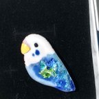 作品七宝焼　受注販売　セキセイインコ⭐︎ブローチ・ペンダントトップ