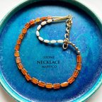 作品NC400-590カーネリアンAPRICOT+White Pearl*天然石ネックレス   *送料無料*