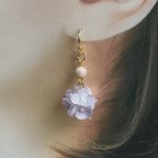 作品コロンと紫陽花ボール✴︎ピアス✴︎ピンク