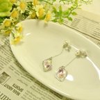 作品【シルバーのドライフラワーイヤリング】　アクセサリー　シルバー　銀　花　パール　大人　エレガント