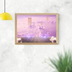 作品紫色の空に見える扉の向こう。デジタルアートのジークレー版画【A2（420x594mm）】#030