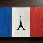 作品フレンチ・フラッグ（フランス国旗）ウッドボード　エッフェル塔・シルエット