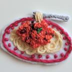 作品刺繍 ミートソーススパゲティ ブローチ