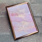 作品アルコールインクアート　A4サイズ 大理石風　ピンク　花束
