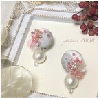 作品桜ピアス・ビーズ刺繡とスパンコールアクセサリー