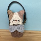 作品手ピカジェルホルダー　三毛猫ちゃん　ブルーネクタイ