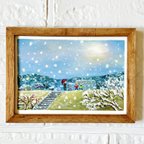 作品2L判サイズ額入り原画　「雪がやむ前に」