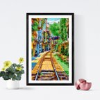 作品【アートポスター】ベトナム ハノイの列車通り（作品No.596）