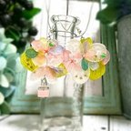 作品紫陽花ピアス ピンク × グリーン