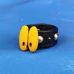 作品★新作★メンズも着けられる大きめサイズLeather Ring（ビックリアイ）