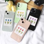 作品5color ミニチューリップのスマホケース　iPhone15 iPhone14 iPhone13 iPhone12 他　人気　かわいい　おしゃれ　Android  エクスペリア GALAXY