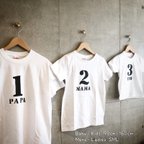 作品親子でお揃い ペアルックTシャツ  名入れtシャツ  数字1〜9 