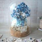 作品誕生月の天然石  Flower dome -青いかすみ草-