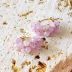 作品送料無料14kgf Kunzite pave pierced earrings フープピアス