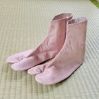 作品刺繍生地のおしゃれ足袋 くすみピンク【送料無料】
