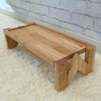 作品猫の食卓　【エサ台　ミニテーブル　木製　スタイリッシュ】
