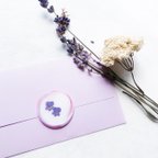 作品8枚入『贈り物にお花を添えて』ラベンダーとピンク×パープル　シーリングスタンプ　ドライフラワーシール　封蝋シール
