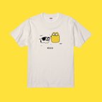 作品【受注制作】牛を連れたねこた　Tシャツ　バニラホワイト