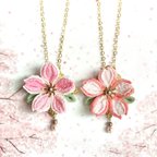 作品🌸春便り つまみ細工の桜ネックレス🌸