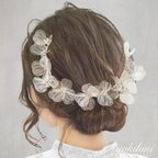 作品ウェディング ヘッドドレス ♡ ブライダル 結婚式 前撮り 髪飾り ヘアアクセサリー ヘアパーツ ヘッドパーツ 花冠 花かんむり 小枝 ティアラ ビジュー 花嫁 新婦 シルバー ゴールド dress