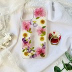 作品押し花　ドライフラワー　スマホケース