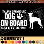 作品わんちゃんのお名前入り・DOG ON BOARD・SAFETY DRIVEステッカー・イタリアングレイハウンド①