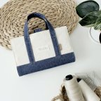 作品《予約販売》 デニム と 帆布 の レビューブックカバー tote