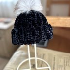 作品ブライス　手編み　ベルベット　帽子
