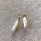 作品Long Fresh water pearl Earrings 淡水パールロングピアス