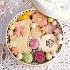 作品【オーガニック＆グルテンフリー＆ヴィーガン】お花とねこの米粉クッキー缶