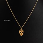 作品Mexican skull 💀ネックレス／サージカルステンレス チェーン(ゴールド)・ALLステンレス