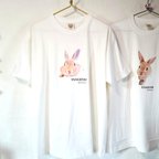 作品◆初回・現品限定特価◆XLサイズ【オーガニックコットンTシャツ】うさぎ好き　優しいまなざし　プリントTシャツ　　男女兼用