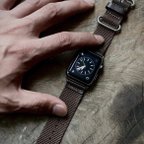 作品Apple Watch バンド レザー 本革 ナイロン ベルト ミリタリー アップルウォッチ series7/6/5/4/3/2/1対応 (38mm/40mm/41mm, オリーブ) カーキ 送料無料