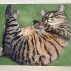 作品手描き　猫の絵　油絵