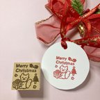 作品クリスマスイッヌはんこ　3×3cm  犬　イヌ　いぬ　メリークリスマス　チワワ　ポメラニアン