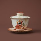 作品手描き ティーセット 蓋付き耐熱セラミックティーカップ 茶器 茶器 中国 獅子 チャイナ 陶器