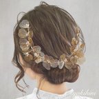 作品ウェディング ヘッドドレス ♡ ブライダル 結婚式 前撮り 髪飾り ヘアアクセサリー ヘアパーツ ヘッドパーツ 花冠 花かんむり 小枝 ティアラ ビジュー 花嫁 新婦 シルバー ゴールド dress